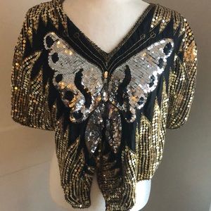 Vintage Sequin Butterfly Top Excellent Condition- No flaws